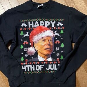 Men's Black Crewneck Sweatshirt with Festive Design